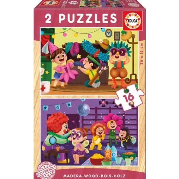 Educa Puzzles Bois<2 Puzzles En Bois 16 Pieces Carnaval