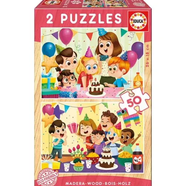 Educa Puzzles Bois<2 Puzzles En Bois 50 Pieces Fete D´Anniversaire