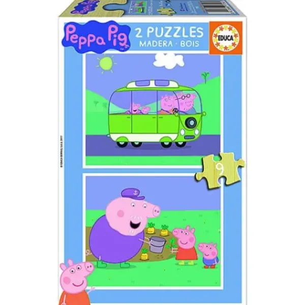 Educa Puzzles Bois<2 Puzzles En Bois De 9 Pieces Peppa Pig