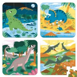 Janod Puzzle Bébé / Enfant<4 Puzzles Evolutifs Dinosaures