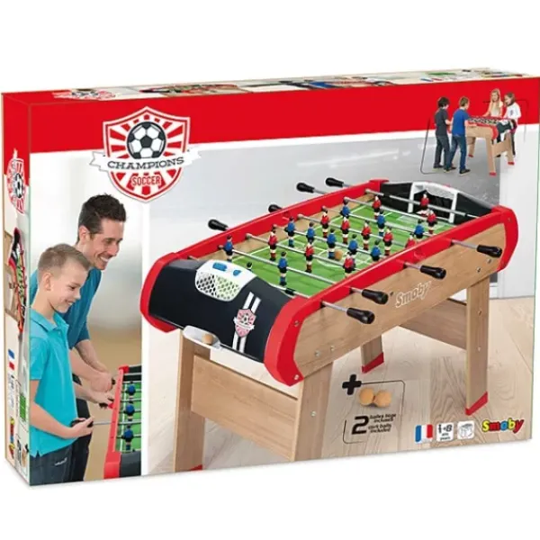Smoby Baby-Foot<Baby Foot - Champions - Structure Et Pieds Bois - + 2 Balles Lieges Incluses