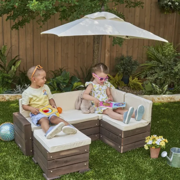 KidKraft Tables Et Chaises De Jardin<Banquette Enfant En Bois Avec Parasol