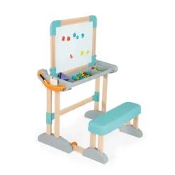Smoby Tableaux, Ardoises<Bureau Modulo Space - 2 En 1 Pupitre En Bois A Tableau - Ardoise Double Face - Magnetique/Craie - 60 Accessoires