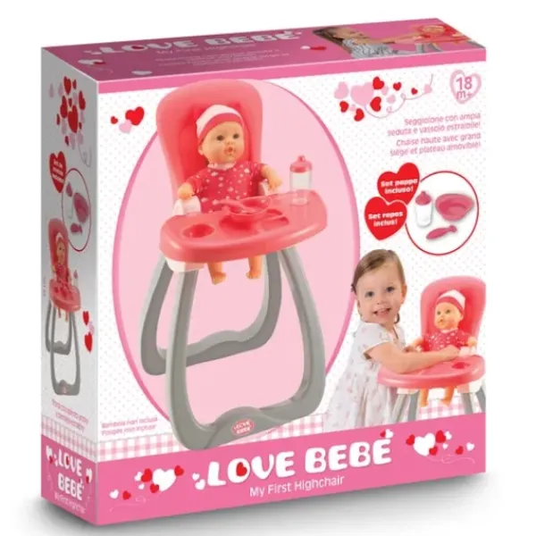 LOVE BEBE Accessoires Poupons<Chaise Haute De Poupon 55 Cm