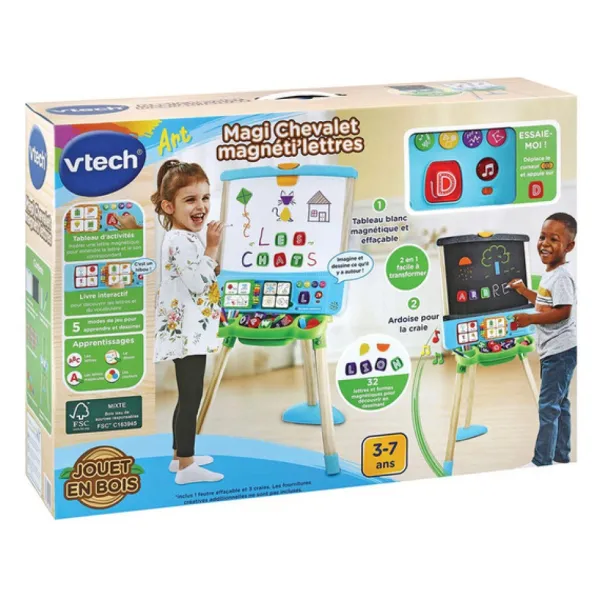 VTech Tableaux, Ardoises<Chevalet En Bois 3 En 1 - Magi Chevalet Magneti'Lettres