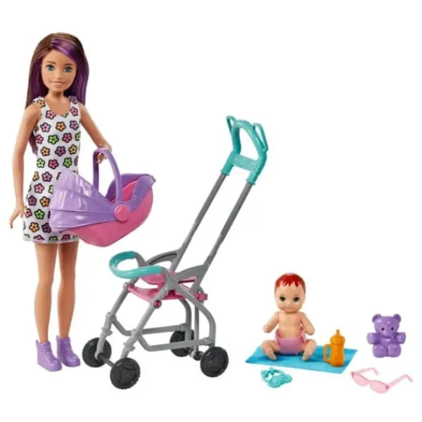 Mattel Barbie Et Poupées Mannequin<Coffret Poupee Barbie Skipper Baby-Sitter Poussette