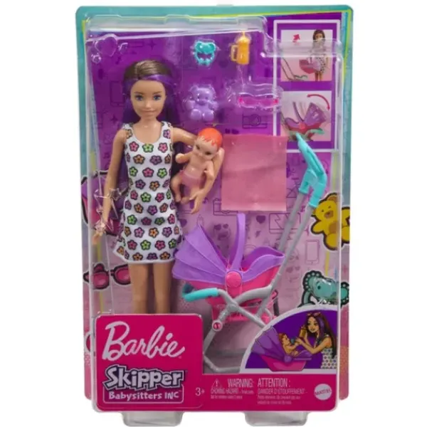 Mattel Barbie Et Poupées Mannequin<Coffret Poupee Barbie Skipper Baby-Sitter Poussette