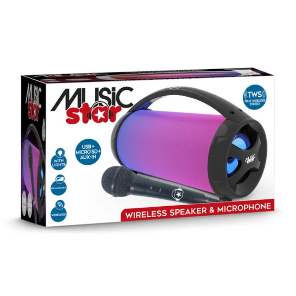 Music Star Enceintes Bluetooth Et Casques Audio<Enceinte Bluetooth Lumineuse Noir 50 Watts Avec Micro