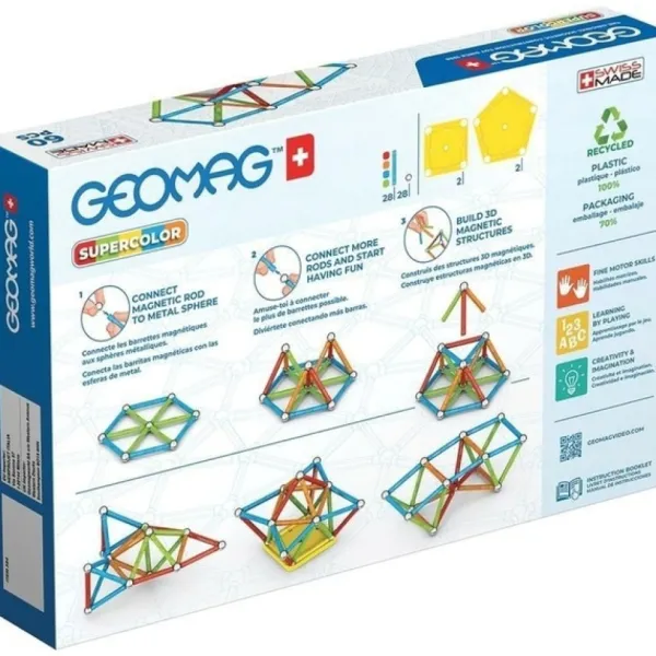 Geomag Constructions Magnétiques, Billes< Ecofriendly Supercolor - 60 Pieces