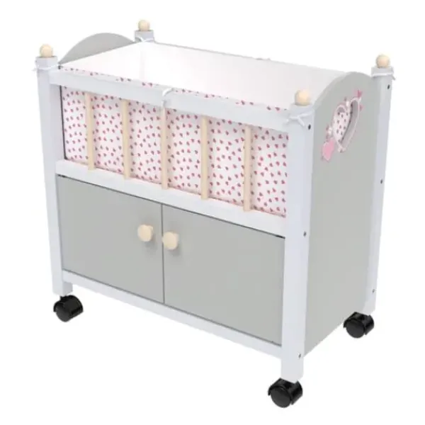 LOVE BEBE Accessoires Poupons<Lit De Poupon En Bois Avec Roues 50 Cm