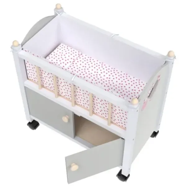 LOVE BEBE Accessoires Poupons<Lit De Poupon En Bois Avec Roues 50 Cm