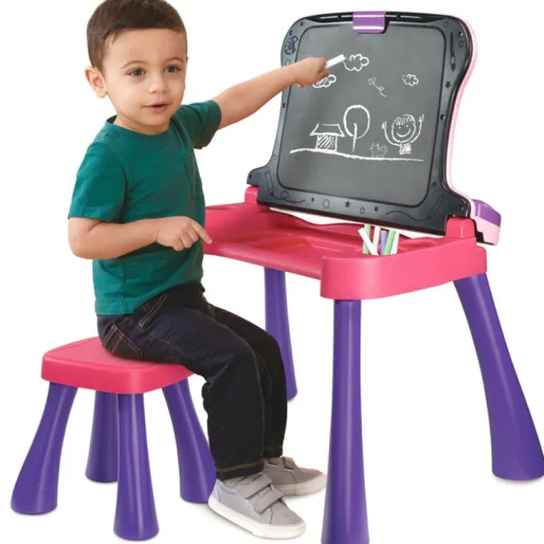 VTech Tableaux, Ardoises<Magi Bureau Interactif 4 En 1 Rose