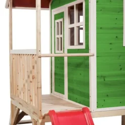 Exit Toys Aires De Jeux<Maison En Bois Loft 300 Verte Avec Toboggan