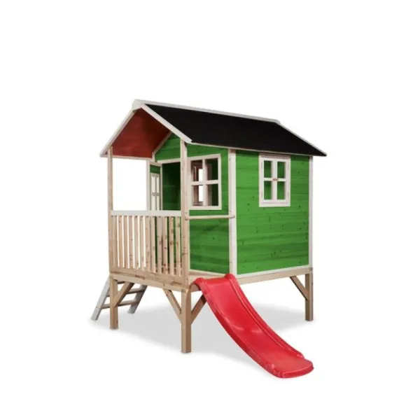 Exit Toys Aires De Jeux<Maison En Bois Loft 300 Verte Avec Toboggan