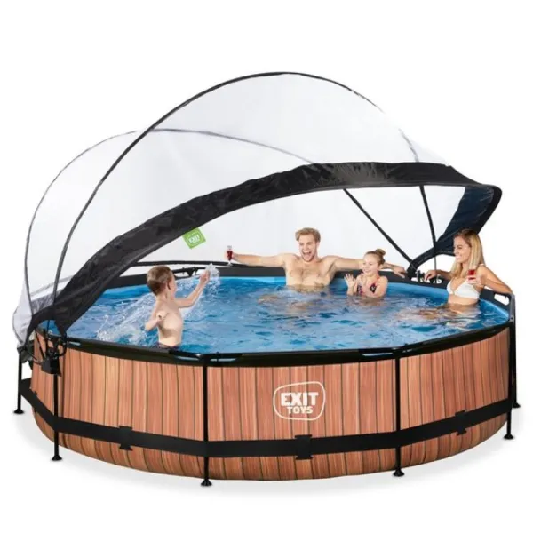 Exit Toys Bouées Jeux Gonflables Et Piscines<Piscine Wood 360 X 76 Avec Pompe Filtrante Et Dome
