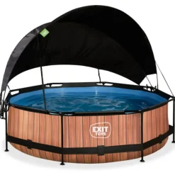 Exit Toys Bouées Jeux Gonflables Et Piscines<Piscine Wood 300 X 76 Avec Pompe Filtrante Et Voile D'Ombrage