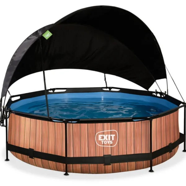 Exit Toys Bouées Jeux Gonflables Et Piscines<Piscine Wood 300 X 76 Avec Pompe Filtrante Et Voile D'Ombrage