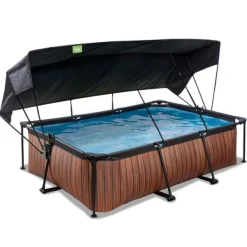 Exit Toys Bouées Jeux Gonflables Et Piscines<Piscine Wood 220 X 150 X 65 Avec Pompe Filtrante Et Voile D'Ombrage