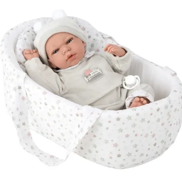LOVE BEBE Poupons<Poupon Qui Pleure Gabriel Avec Couffin 40 Cm