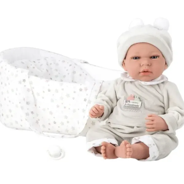 LOVE BEBE Poupons<Poupon Qui Pleure Gabriel Avec Couffin 40 Cm