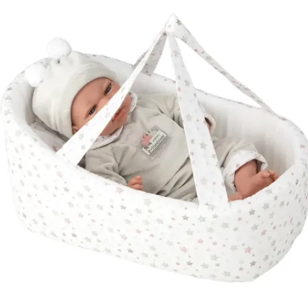 LOVE BEBE Poupons<Poupon Qui Pleure Gabriel Avec Couffin 40 Cm