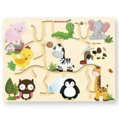 WOOD N PLAY Puzzle Bébé / Enfant<Puzzle Circuit En Bois Avec Animaux
