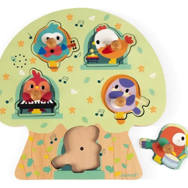 Janod Puzzles Bois<Puzzle Musical En Bois Les Oiseaux