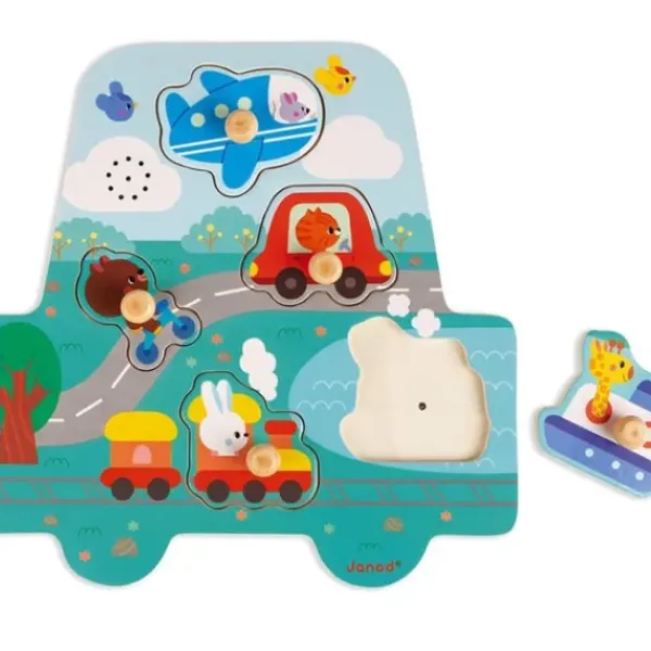 Janod Puzzles Bois<Puzzle Musical En Bois Les Petits Bolides