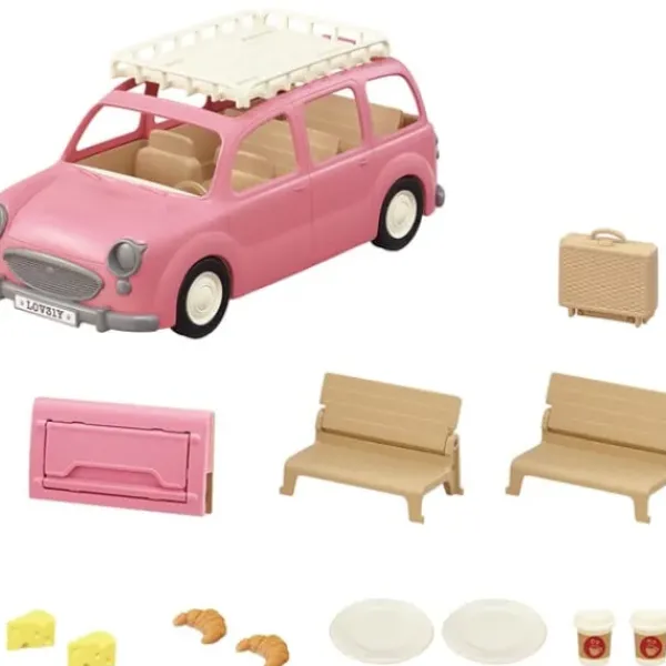 Sylvanian Families Heros & Univers< - 5535 - Le Monospace Rose Et Set De Pique-Nique