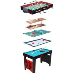 Rusher Baby-Foot<Table Multi Jeux 12 En 1 - Baby Foot Billard Et Jeux De Société